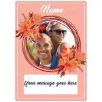 Personalised Photo Card with Name and Message in Orange Floral Wreath Frame