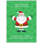 Personalised Socially Distanced Santa Hug Christmas Card with Face Mask and Custom Name Options