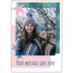 Personalised Photo and Message Card with Green Pink Background and Stars Design