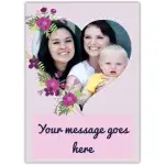 Personalised Pink Floral Heart Photo Upload Greeting Card with Custom Message
