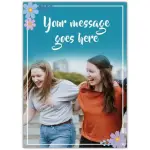Personalised Flower Border Photo Upload Greeting Card with Custom Message