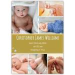 Personalised New Baby Boy Photo Collage Name Date Weight Time Announcement Card