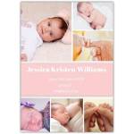 Personalised Pink Baby Girl Six Photos Newborn Announcement Card