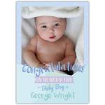 Personalised Congratulations New Baby Boy Photo Upload Card Blue Birth Announcement
