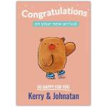 Personalised New Baby Congratulations Card with Cute Brown Bear Design