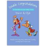Double Congratulations On Birth Of Baby Twins Humorous Newborn Card