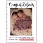 Personalised Congratulations New Baby Twins Photo Card with Hearts Design