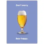 Funny Beer Happy Greeting Card with Pint of Beer on Blue Background
