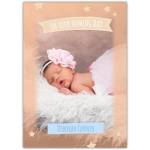 Personalised New Baby Girl Naming Day Card with Orange Star Design and Photo Upload