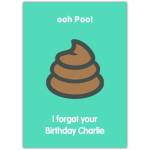 Belated Birthday Humorous Poo Cartoon Personalised Birthday Card
