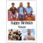 Personalised Happy Birthday Card with Three Photo Gallery on White Background