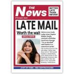 Late Mail Humorous Newspaper Style Birthday Card with Personalised Photo and Headlines