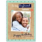 Personalised Happy Birthday Card for Boyfriend with Photo and Green Dots Design
