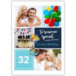 Personalised Birthday Card Balloons Cake Photo Collage To Someone Special 32