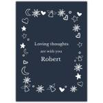 Sympathy Card with White Ornaments on Dark Blue Background Personalised Thoughts