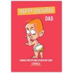 Funny Happy Birthday Card for Dad Featuring Baby with Dirty Diaper Humorous Fathers Day Card