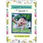 Personalised Happy Birthday Card with Colourful Frame and Photo Upload Option