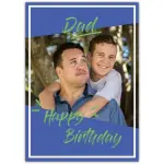 Personalised Happy Birthday Card for Dad Blue Background with White Frame and Photo Upload
