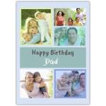 Personalised Happy Birthday Dad Photo Collage Card with Colourful Frames