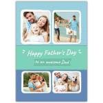 Personalised Happy Fathers Day Card with Four Photo Frames for Dad