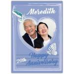 Personalised Happy 20th Anniversary Card with Purple Butterflies and Heart Photo Frame