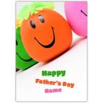 Happy Fathers Day Card with Personalised Smiley Orange Balloon Face Design