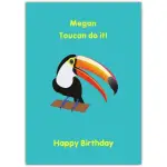 Personalised Humorous Toucan Happy Birthday Card with Tropical Bird Design