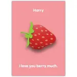 Personalised Strawberry Pun Love Card I Love You Berry Much Fun Romantic Greeting