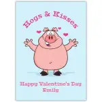 Personalised Happy Valentine's Day Pig Hogs and Kisses Humour Card