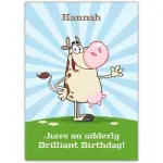 Personalised Humorous Cow Birthday Card Have An Udderly Brilliant Birthday Design