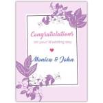 Personalised Congratulations on Your Wedding Day Card with Purple Floral Frame