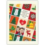 Personalised Merry Christmas and Happy New Year Photo Card with Festive Icons Design
