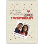 Romantic Happy Christmas Sweetheart Card with Custom Photo and Owls Design