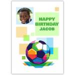 Personalised Colourful Football Birthday Card with Photo Customisation for Kids