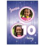 Personalised Purple Stars 10th Birthday Photo Card for Girls