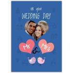 Personalised On Your Wedding Day Mr and Mrs Photo Insert Card with Cute Birds Design