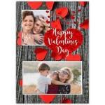 Personalised Happy Valentines Day Card with Paper Hearts and Photo Uploads