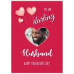 Personalised To My Darling Husband Valentine Photo Card with Pink Heart Balloons