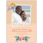 Personalised With Love on Your Anniversary Card for Mum and Dad with Flowers and Photo Upload