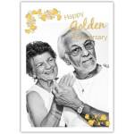 Personalised Happy Golden Anniversary Card with Gold Frame and Photo Upload Option