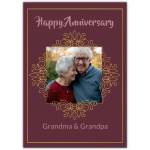 Happy Anniversary Card with Personalised Photo Golden Frame for Grandparents