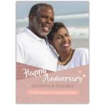 Happy Anniversary Grandma and Grandpa Personalised Photo Upload Card with Brown Frame