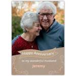 Personalised Happy Anniversary Card for Husband Retro Style Photo Upload Frame