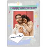 Personalised Happy Anniversary Card with Grey Textured Background and Heart Photo Upload