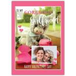 Personalised Happy Valentines Day Card for Girlfriend with Cuddly Toy and Rose Photo Insert