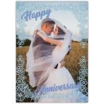 Personalised Blue Floral Frame Anniversary Card with Large Photo Upload Option