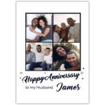 Personalised Happy Anniversary Card for Husband with Custom Photo Collage and Name