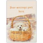 Personalised Puppies in Basket Watercolour Style Greeting Card Any Occasion
