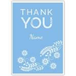 Personalised Blue Thank You Card with White Floral Design Suitable for Any Occasion