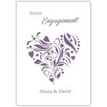 Personalised Purple Heart Engagement Congratulations Card with Ornament Design